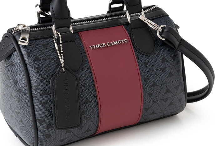 Vince Camuto Bolso de mano Monogrammed Negro, Burdeos Polivinilo 21x13x13 cm